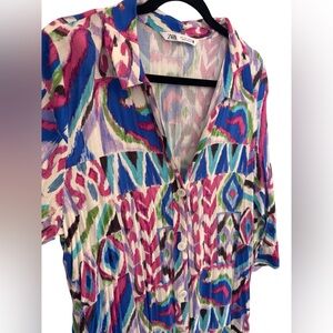 Zara Multicolor Abstract Midi Dress 100% viscose size large